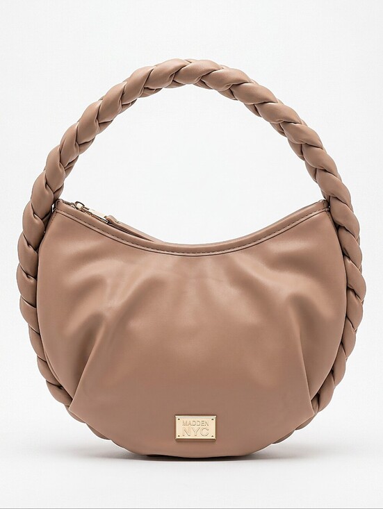 Madden Nyc Handbags - NEW! Madden NYC Taupe Braided-Handle Hobo Bag